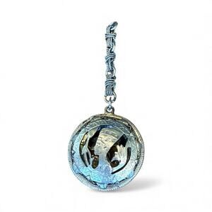 Art Deco Egyptian Revival Silver Plated Key Chain Fob Chain Nefertiti & Horse